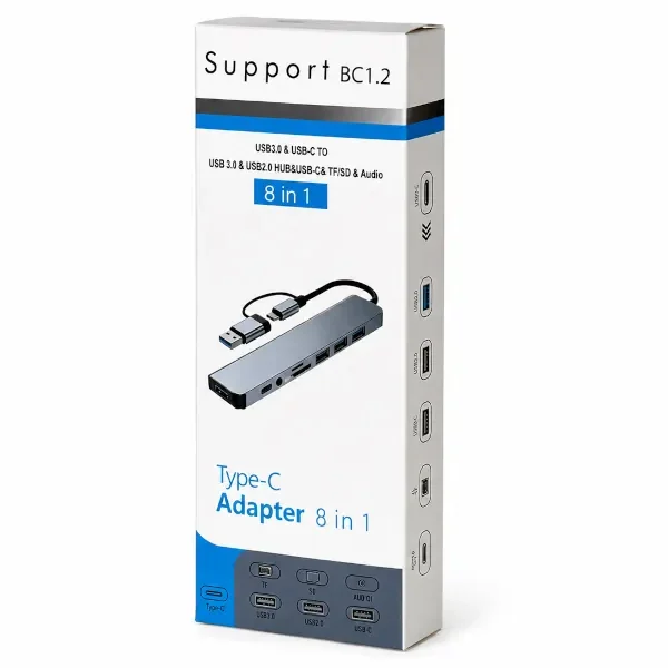 Hub USB-C 8-en-1 Support BC1.2