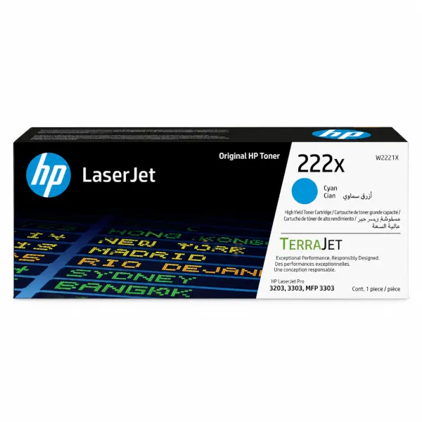 Toner original HP 222X cyan W2221X