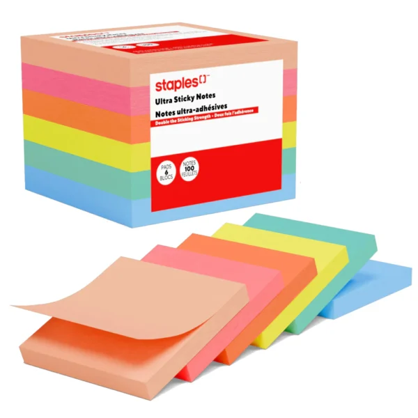Staples – Blocs de feuillets ultra-autocollants, 3 x 3 po, collection Golden Hour